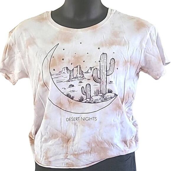 Fifth Sun Junior Tee Shirt with Desert Night Graphic - Size Large, White and Tan - Picture 1 of 5